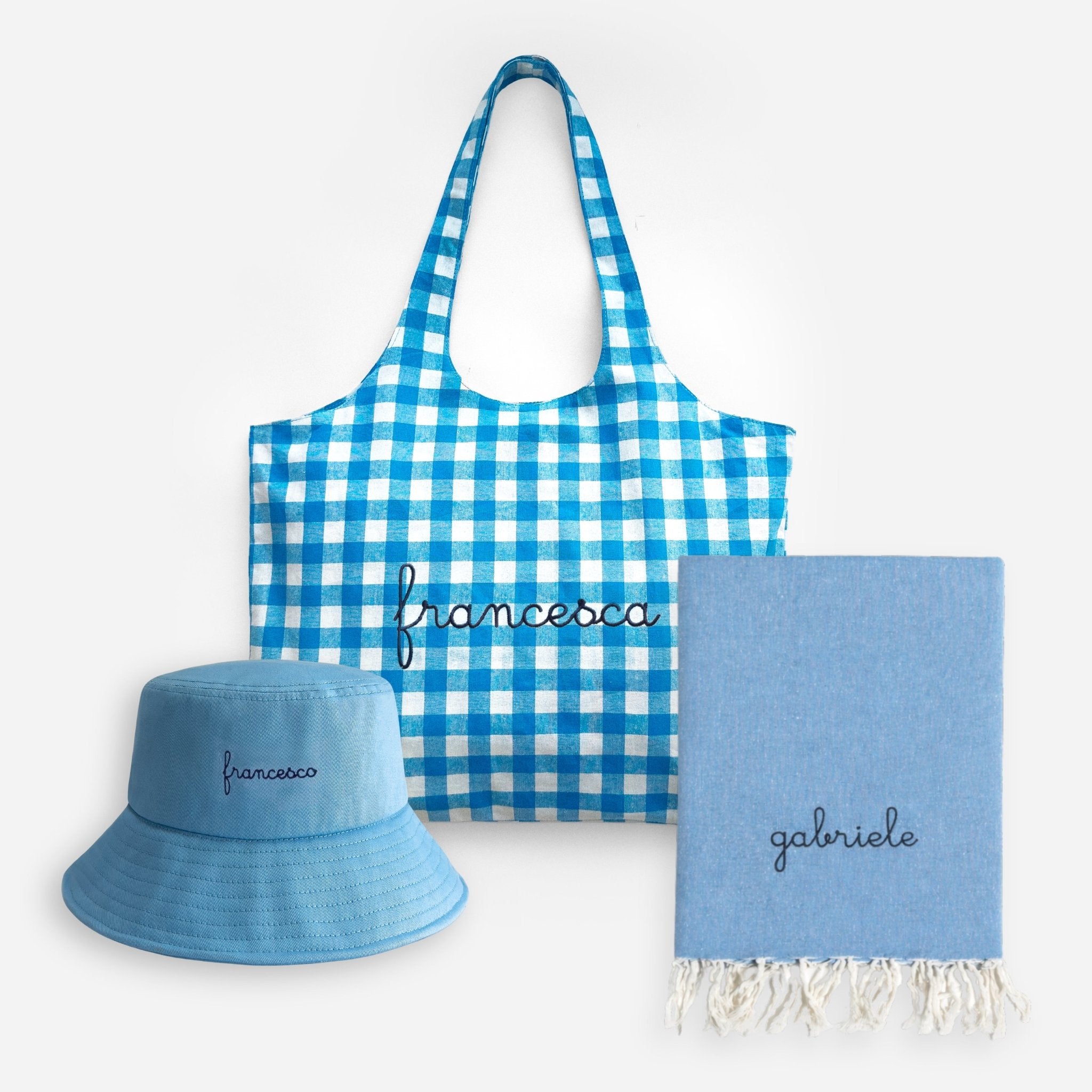 Set Vichy + Telo + Bucket - Azzurro - IDENTITY
