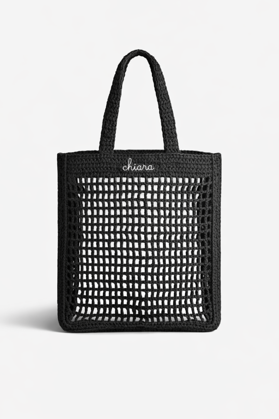 Borsa Tote in Rafia - Nero