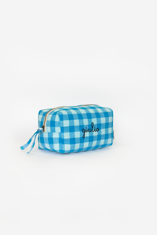 Astuccio in Vichy - Azzurro