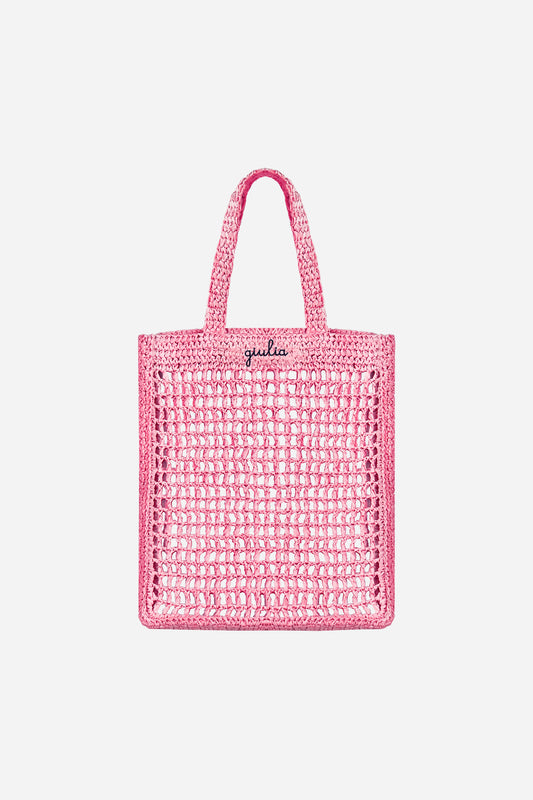 Borsa Tote in Rafia - Rosa