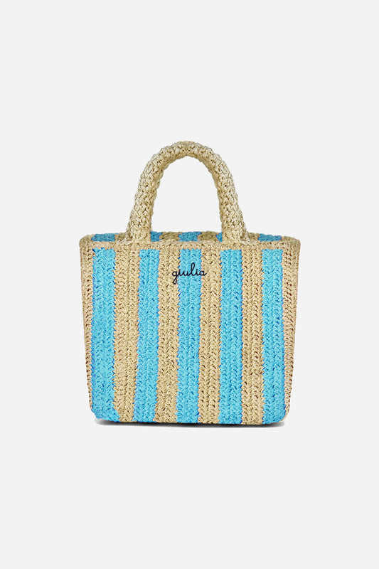 Rafia Handbag - Sky Stripes