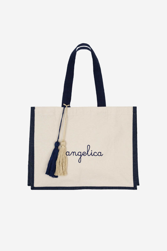 Borsa Tote in Cotone - Blu navy