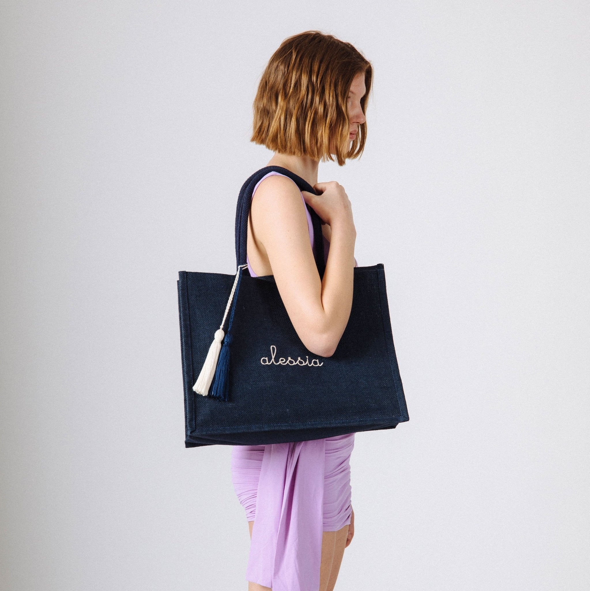 Borsa Tote in Juta - Blu Navy - IDENTITY