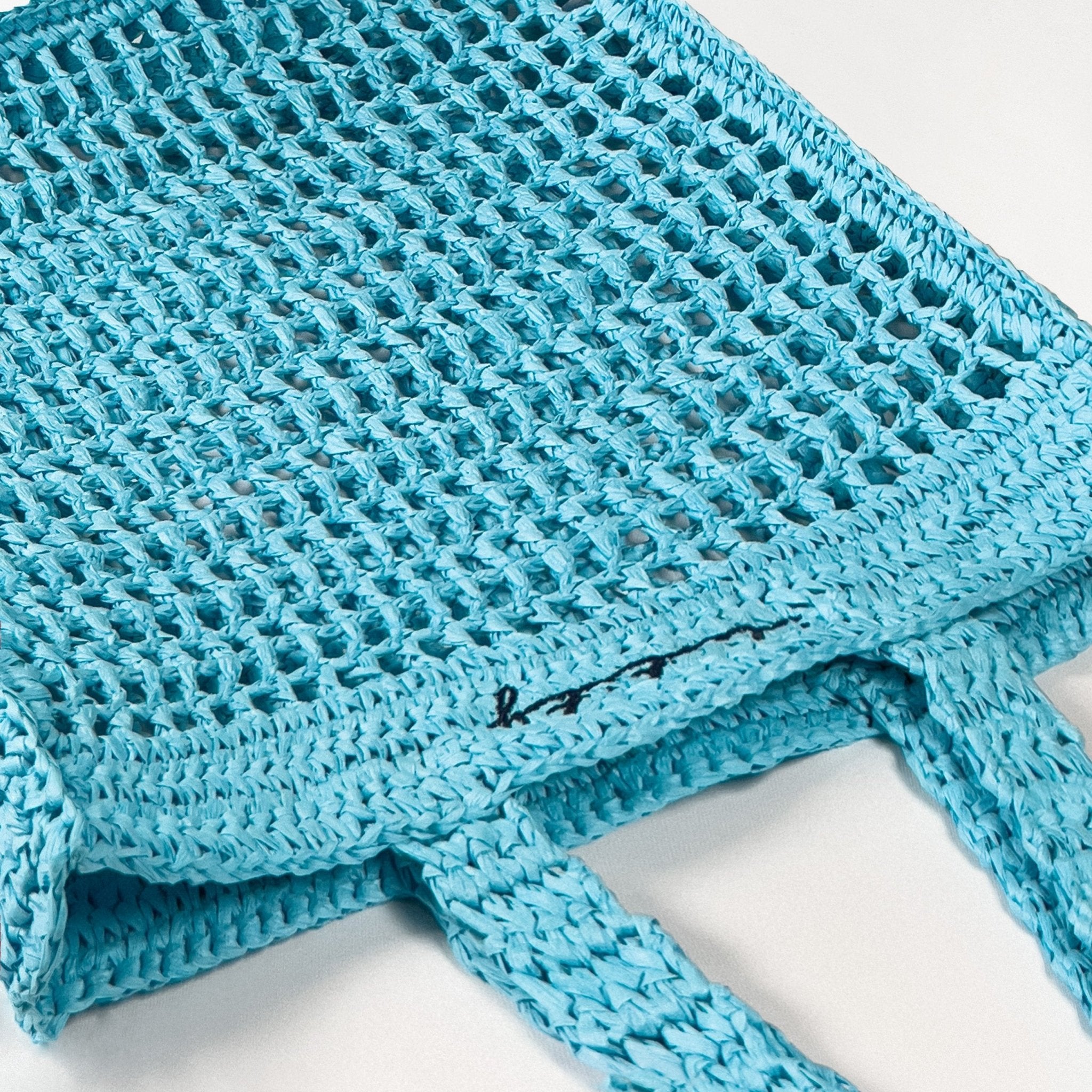 Borsa Tote in Rafia - Azzurro - IDENTITY