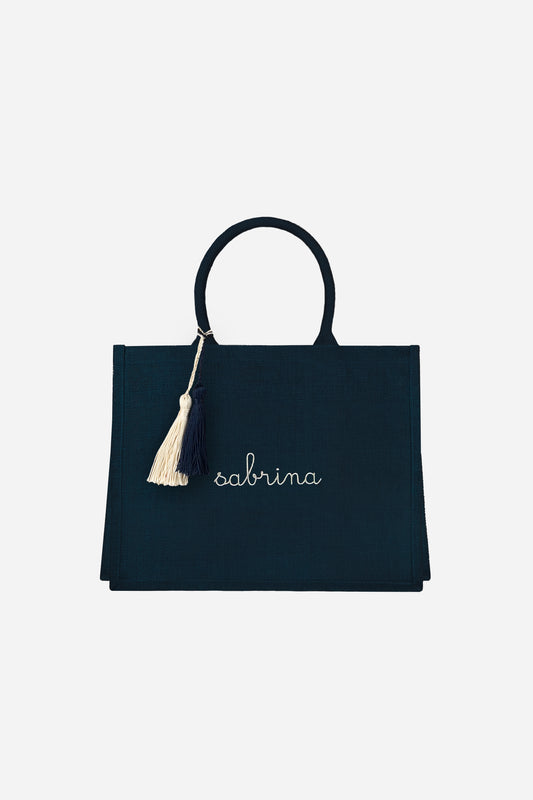 Borsa Tote in Juta - Blu Navy