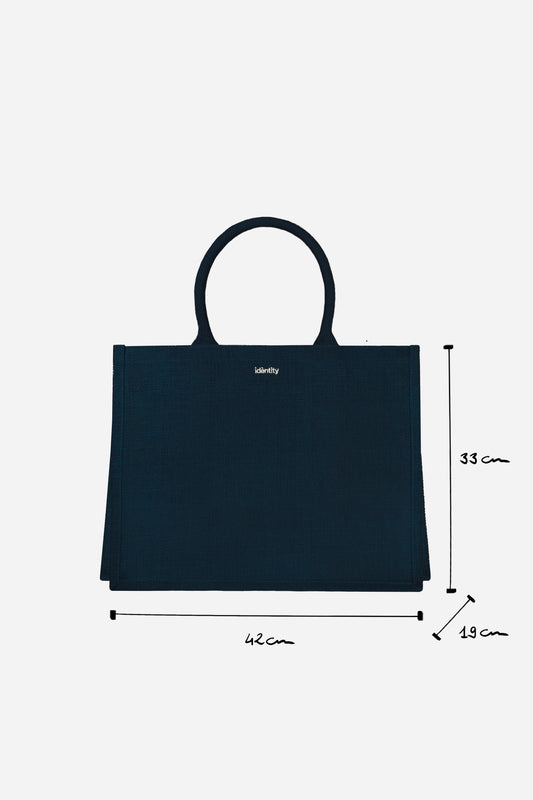 Borsa Tote in Juta - Blu Navy