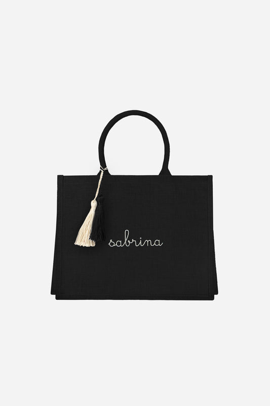 Borsa Tote in Juta - Nero