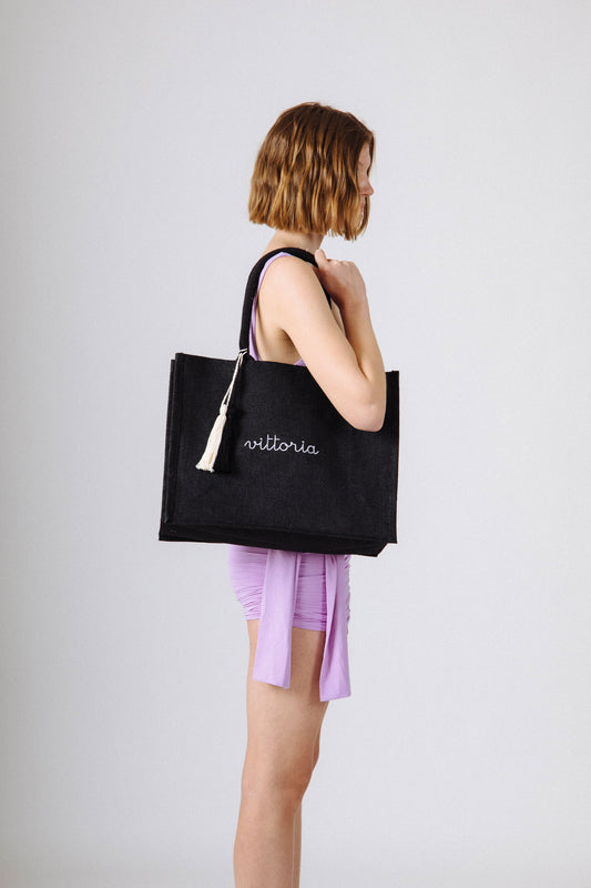 Jute Tote Bag - Black