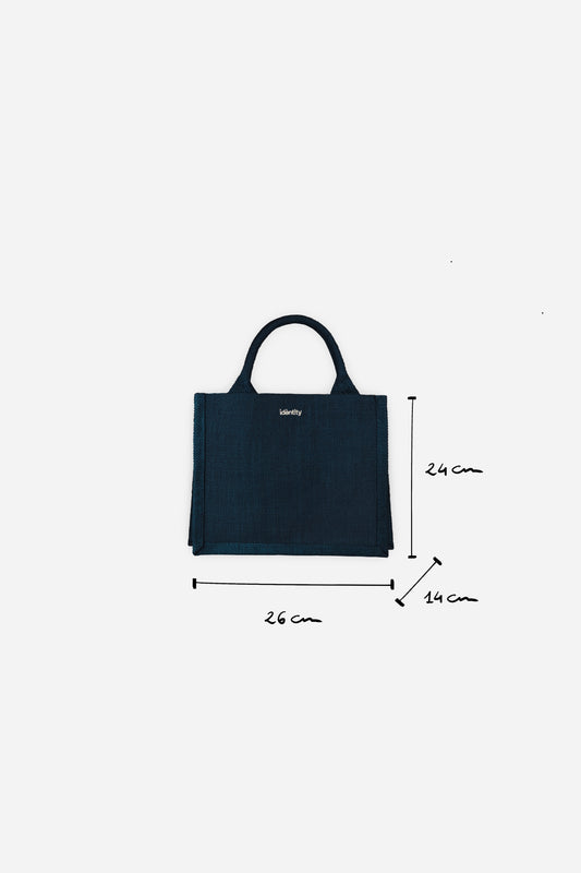 Borsa Mini in Juta - Blu navy